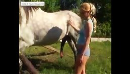 Stunning Girl Captured on Camera Sucking and Fucking a Horse Outside