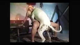 Blonde Bombshell Bitch Gets Rocked by Big Dog in Wild Dog Sex Porn